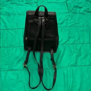 Coach Black Leather Backpack Purse with Gold Hardware